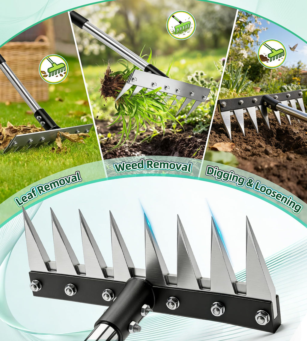 Weeding Rake Puller Tool for Garden,Heavy Duty Iron Weed Puller Cutter Tool