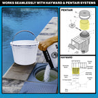 Swimables Pool Skimmer Basket Compatible with Waterway Skimmer Basket 542-3240 for Renegade Skimmers Pool Basket | Built-in Brass Weight | 316 Stainless Steel Handle & Convenient Rubber Grip