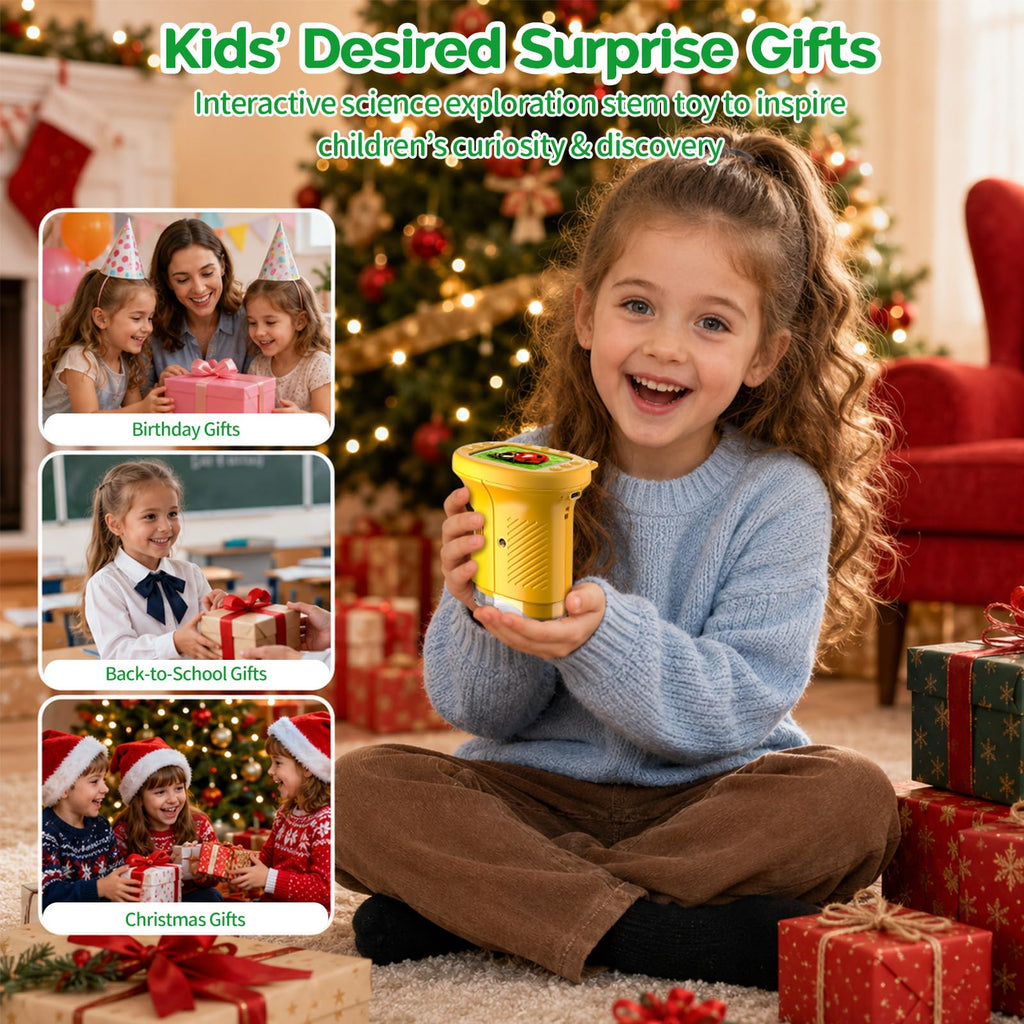 Kids Microscope: 1000X Handheld Pocket Microscope for Photo and Video Portable Science Kits STEM Toys – Christmas/Birthday Gifts for Girls & Boys Ages 3-12(Orange)