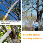 Pole Saw For Tree Trimming,2-In-1 Manual Handheld Pole Pruning Saw, 10.8 FT Long Tree Trimmer With 15.7" Triple-Ground Sharp Blade Cutter For Branches,Orchard, Palm Trees, Shrubs,Limbs