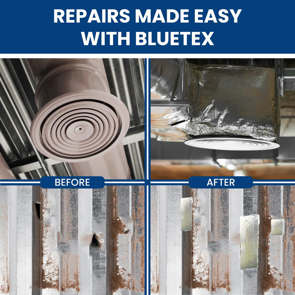 BlueTex Insulationㅤ HVAC Aluminum Foil Tape 3 inch x 150 ft (6 mil), Professional Grade Silver Duct Tape Metallic, Tear-Proof HVAC Tape, Heavy Duty, for Ductwork, Dryer Vent & Insulation - 16 Rolls