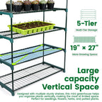 Worth Garden 5 Tier Mini Greenhouse - 75'' H x 27'' L x 19'' W - Sturdy Portable Gardening Shelves with Transparent PVC Cover - Small Porch Green House for Growing Plants Flowers Indoor & Outdoor