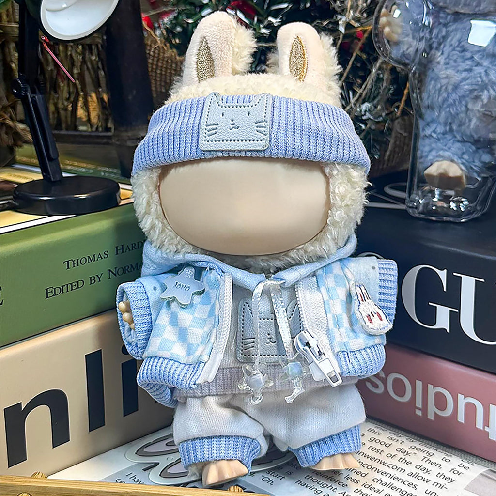 GerdfeiTawtab Clothes Fit for 17CM Doll, Fashion Doll Clothes Outfit Set Cute Theme Designer Toys Dress Accessories for Collector Fans Display (Light Blue Grid)