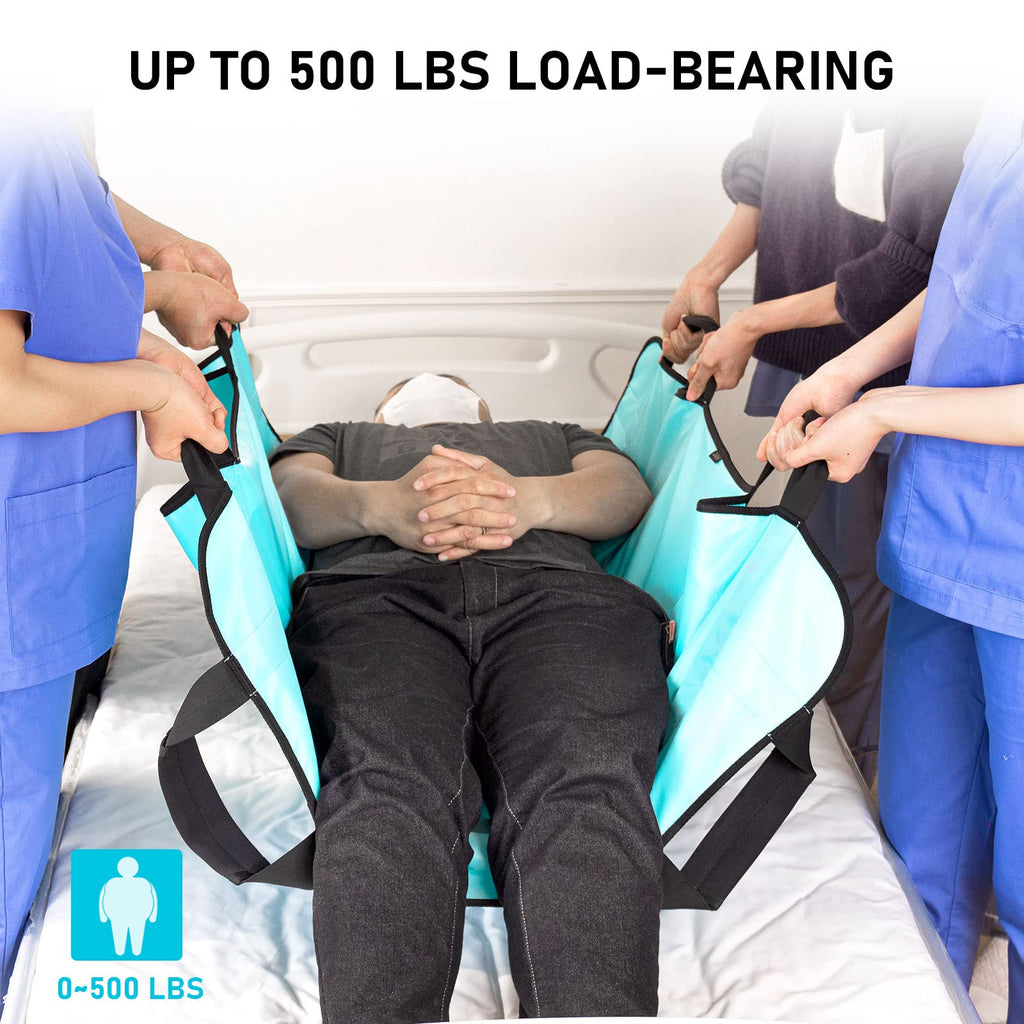 Joiish Positioning Bed Pad with 8 Reinforced Soft Handles, 48" x 40" 500 LBS Load-Bearing Multipurpose Transfer Pad for Turning, Lifting & Repositioning, Washable Draw Sheet for Home & Hospital