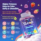 Kids Sleep Gummies, NO Melatonin Sleep Aid Gummies w/Magnesium Glycinate, Magnesium Malate, L-Theanine, Lavender, B6, Zinc, D3K2 for Restful Sleep, Relax Brain & Muscle, Immune Support, Non-GMO 2Pack
