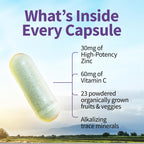 Garden of Life Zinc Supplements 30mg High Potency Raw Zinc and Vitamin C Multimineral Supplement, Vitamin Code Vitamins Trace Minerals & Probiotics for Skin Health & Immune Support, 60 Vegan Capsules