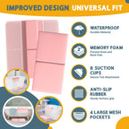 Memory Foam Bath Kneeler and Elbow Rest Pad Set, 2-Inch Thick, Water-Resistant Mat – Baby Bath Time Essentials Cushion and Bath Kneeling Pad for Bathing Baby with Bathtub Toy Organizer (Pink)