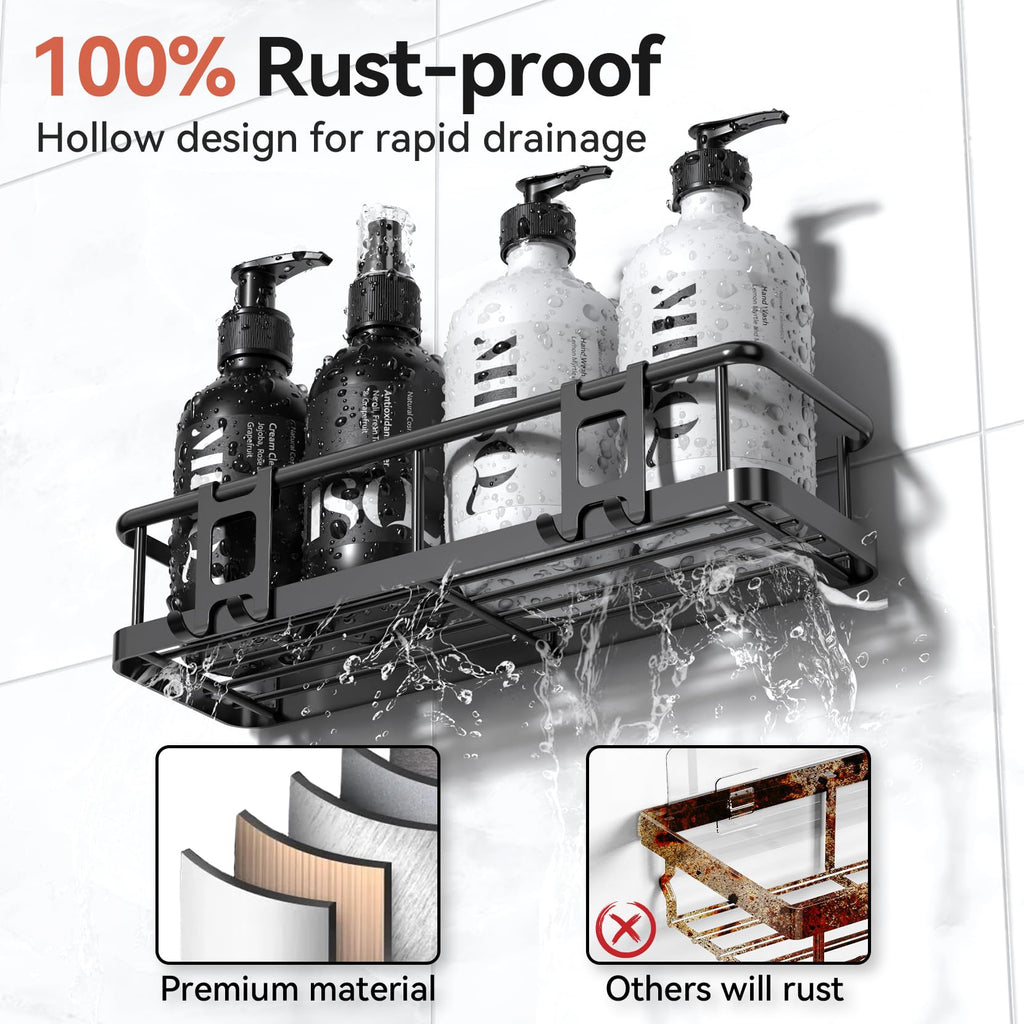 YASONIC Shower Caddy Adhesive, Rustproof Shower Shelves for Inside Shower