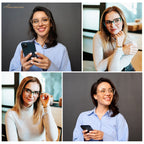AMOMOMA 2PACK Trendy Square Blue Light Blocking Reading Glasses for Women Women's Readers Spring Hinge AM6082 C1+C2 2.0 x