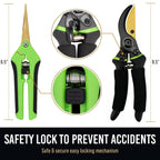 8.5" Professional Bypass Pruning Shears & Gardening Scissors Set - Super Sharp Premium Garden Shears | Pruning Shears For Gardening, Garden Hedge Clippers Handheld Pruners - Garden Scissors