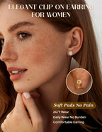 THUNARAZ 12 Pairs Gold Clip on Earrings for Women CZ Pearl Non Piercing