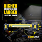 JINLITE Magnetic Work Light - 3000LM Rechargeable LED Work Light Bar, 5200mAh Under Hood Mechanic Light for Garage, Workshop, Vehicle Inspection (1 Pack, Yellow)