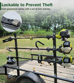 ELITEWILL Weed Eater Rack for Trailer, 3 Place Open Trailer Trimmer Rack Weedeater Rack Holder for Landscape Truck with 3 Individual Locks Lawn Equipment Organization Storage Accessories
