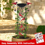 Cardinal Bird Garden Trellis with Wind Chime, Outdoor Yard Decor
