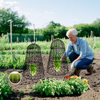 6 PCS 17.7"H X11.42"D Chicken Wire Plant Covers Protectors, Rustproof Heavy Duty Metal Plant Cage with Stakes & Labels, Modular Garden Cloches Design for Seedling Flower Vegetable Protect from Animals