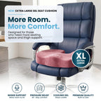 ComfiLife Extra Large Gel & Memory Foam Seat Cushion - Doctor Recommended Office Chair Cushion, Car Seat Cushion - Back & Sciatica Pain Relief - Wide Seat Cushion for Big & Tall (Pink)