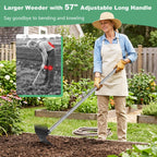Larger Weed Puller Tool with Long Handle, 2-in-1 Heavy Duty Weed Rake & Hoe