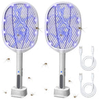 Lulu Home 2-in-1 Electric Bug Zapper Racket, 2 Pack 4000V High Voltage LED Lighted Handheld Mosquito Swatter with 3 Layer Safety Mesh, USB Charging Portable Fly Killer Racquet