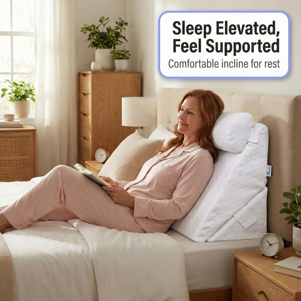 Flexicomfort Bed Wedge Pillow for Sleeping -Adjustable Post Surgery Pillow (7 in 1) -%100 Memory Foam -Head Support Cushion -Incline -Leg Elevation -Pregnancy - Snoring - Washable Cover -Large 24 Inch