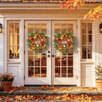 24 Inch Artificial Fall Wreaths for Front Door Outside with Hello Sign''