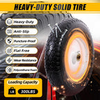 MZREXN 14.5" Flat-Free Wheelbarrow Tire and Wheel 4.00-8" Solid Tire