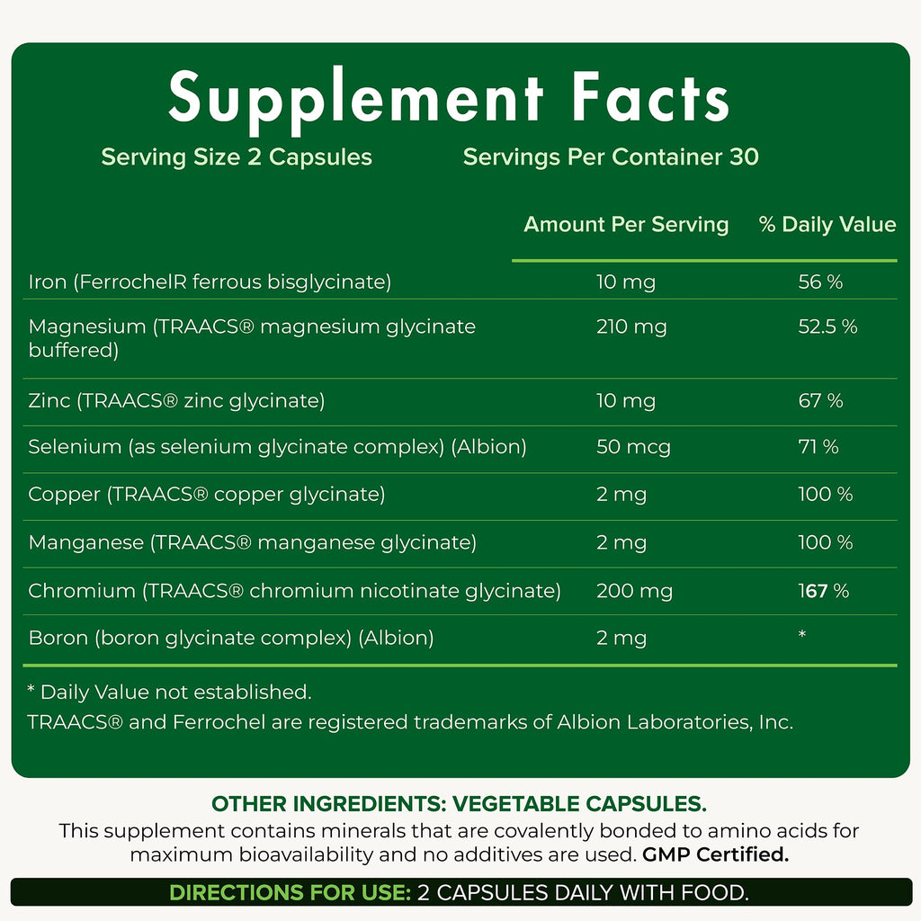 YES Chelated Magnesium & Zinc Multimineral (TRAACS) – 60 Vegan Capsules