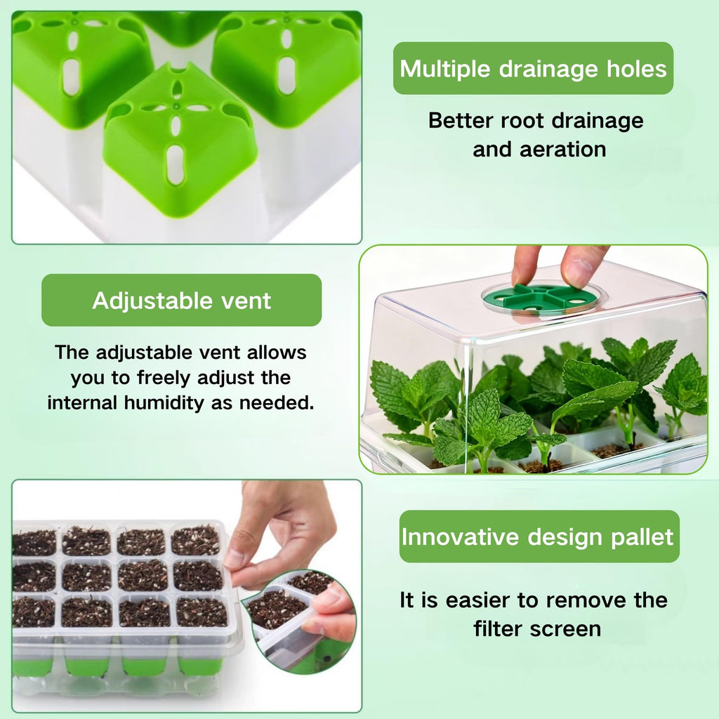 ZSYWODFO 5 Pack 60-Cell Silicone Seed Starter Trays with Humidity Dome