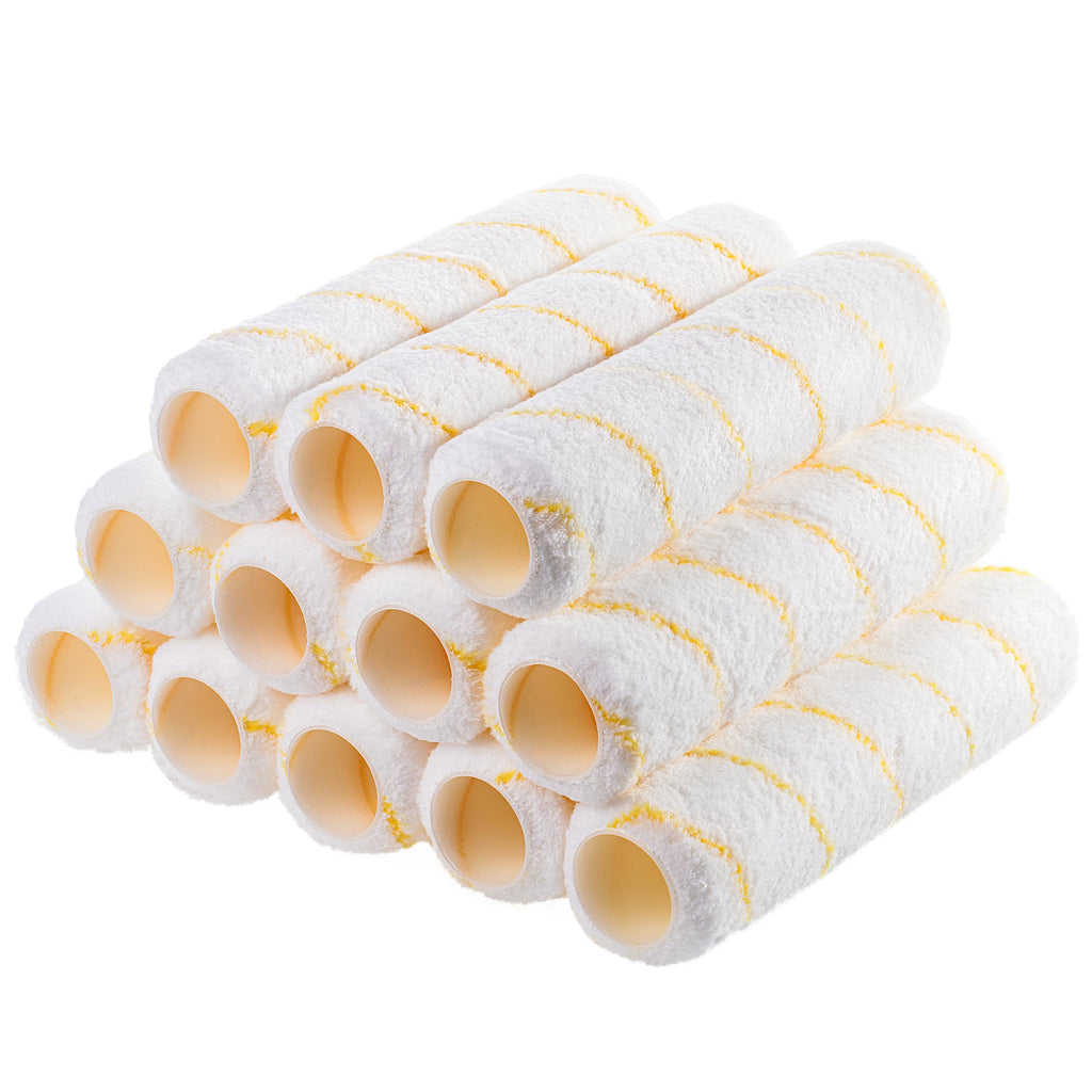 Bates- Paint Roller Covers, 9" x 3/8", 12 Pack, Yellow Stripes, Covers for Paint Rollers 9 Inch, 9 Inch Paint Roller Covers, Paint Roller Cover, Paint Roller Covers 9 Inch, Large Paint Roller Covers