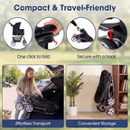 Giantex Foldable Pet Stroller for Small Dogs & Cats, Lightweight Dog Stroller with Lockable Wheels, One-Hand Quick Fold, Adjustable Canopy, Safety Leash & Storage Basket, Pet Travel Stroller, Black