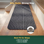 MBIGM 8" X 30" (15 in Pack) Non-Slip Carpet Stair Treads Non-Skid Safety Rug Slip Resistant Indoor Runner for Kids Elders & Pets with Reusable Adhesive - Gray - Carpet Pads for Stairs