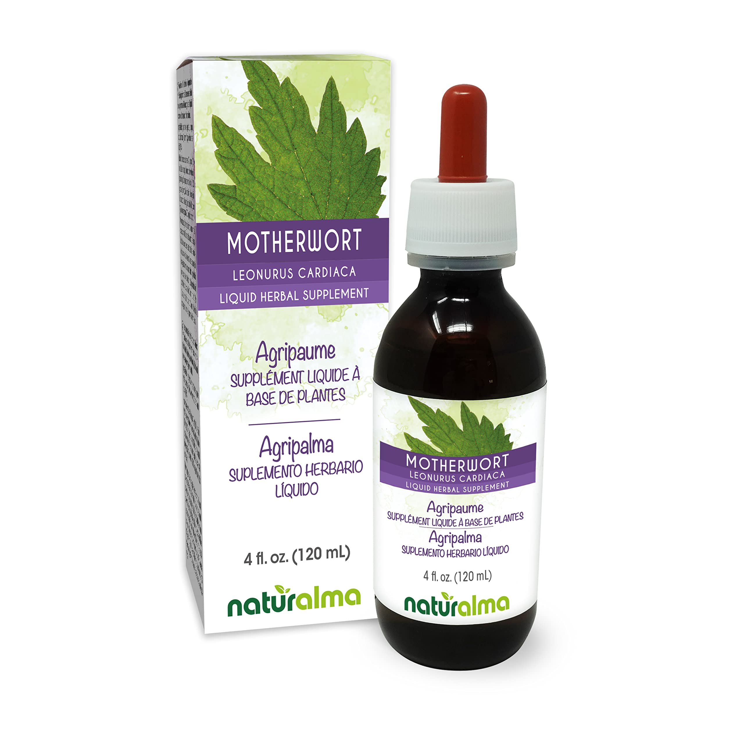 Naturalma Motherwort (Leonurus cardiaca) herb with Flowers Alcohol-Free Tincture - 4 fl oz Liquid Extract in Drops - Herbal Supplement - Vegan