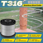 316 Stainless Steel Cable, 200FT 1/32IN Wire Rope with 50Pcs Aluminum Sleeves Stops, for String Lights Hanging, Clotheslines, Trellis Wire