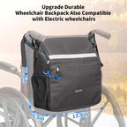 ZHCHG Wheelchair Bags, Wheelchair Backpack with Cup Holder, Wheelchair Bags to Hang on Back, Electric Wheel Chair Accessories, Large Storage Bag for Walker Rollator