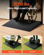 VEVOR 2.5" Rise Rubber Threshold Ramp, 3 Channels Cord Cover Door Ramp, No-Slip Surface, 2200 Lbs Load Capacity Rubber Ramp for for Home Doorways Driveways Curb Home Steps, 41.8" L x 24" W x 2.5" H