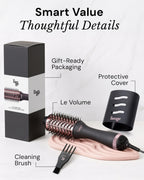 L'ANGE HAIR Le Volume 2-in-1 Titanium Blow Dryer Brush | Frizz Control Blowout Hair Dryer Brush for Drying and Styling | Volumizing Hot Air Styler for All Hairstyles | Oval Barrel | Black - 60mm
