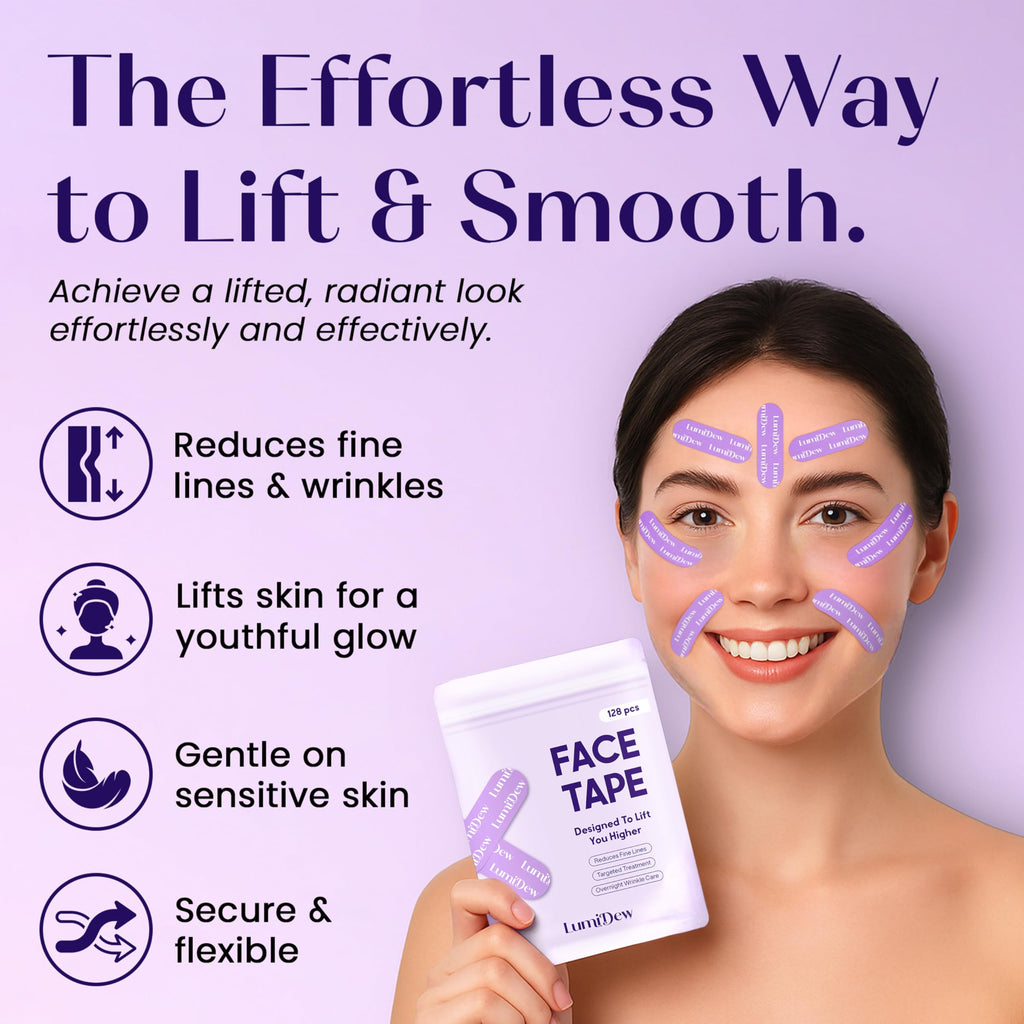 LumiDew Smile Line & Anti Wrinkle Patches - Face Tape for Wrinkles, Forehead & Lips | Japanese Face Tape Lifting & Anti Wrinkle Tape for Face | Forehead Wrinkle Patches Overnight