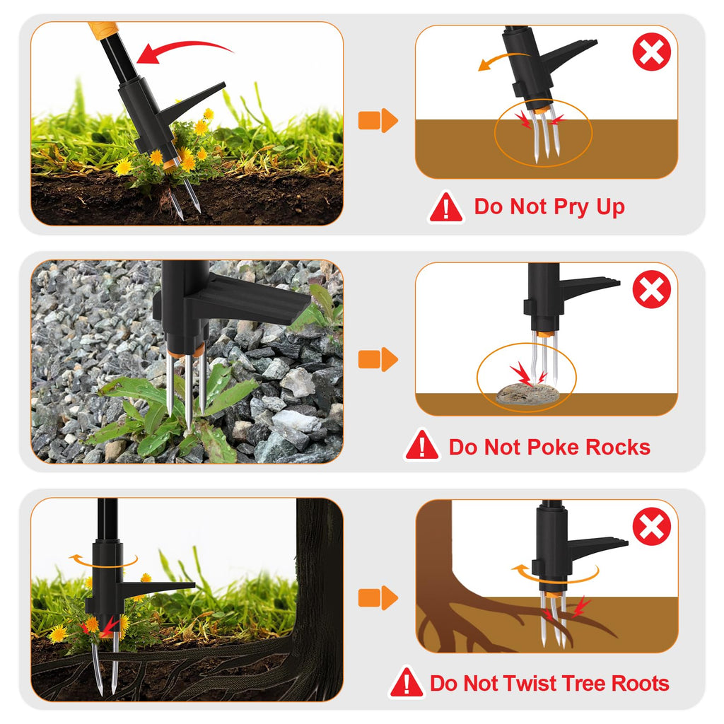 Weed Puller Tool, Fully Stand Up Weeding Tool With 3 Claws - Zero Bending and Back Saver, Effortless and Efficient Weed Remover, Durable and Lightweight Weeder, Ideal for Effortless Weed Removal