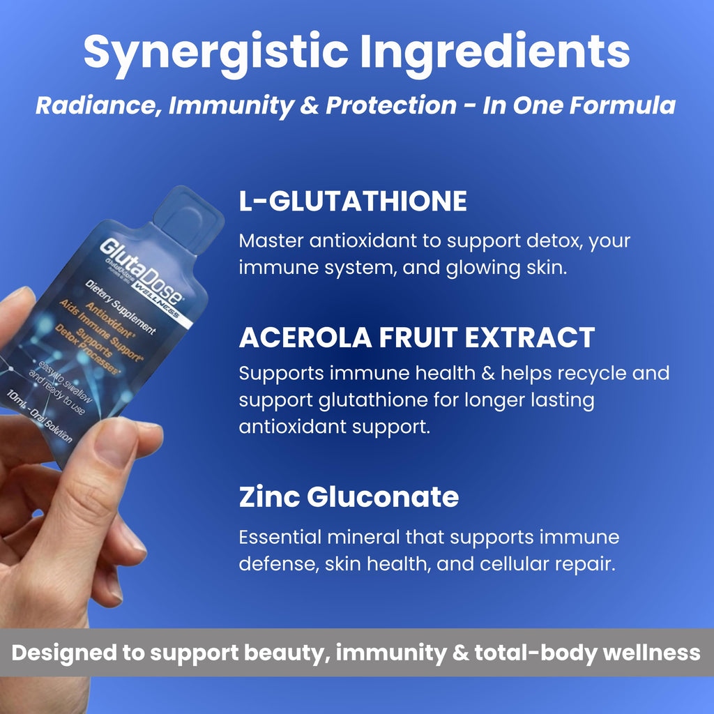 Liquid Glutathione Supplement, Lemon Berry Flavored Acerola Energy Booster w/Zinc, Daily Vitamins & Minerals, Zero Sugar Formulation, Everyday Auto-Immune Support for Adults, 0.34 fl oz, Pack of 30