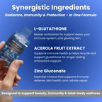 Liquid Glutathione Supplement, Lemon Berry Flavored Acerola Energy Booster w/Zinc, Daily Vitamins & Minerals, Zero Sugar Formulation, Everyday Auto-Immune Support for Adults, 0.34 fl oz, Pack of 30