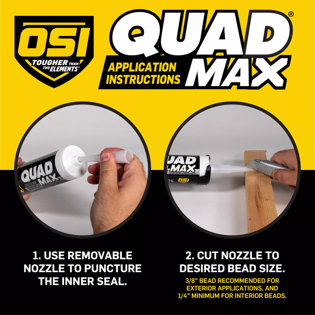 OSI Quad Max Window, Door and Siding Sealant, White, 9.5 fl oz Cartridge, 12 Pack