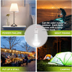 Neporal 4 Pack Emergency-Rechargeable-Light-Bulb, Stay Lights Up When Power Failure, 1500mAh 15W 80W Equivalent LED Light Bulbs for Home, Camping, Tent (E27, with Hook) (Daylight)