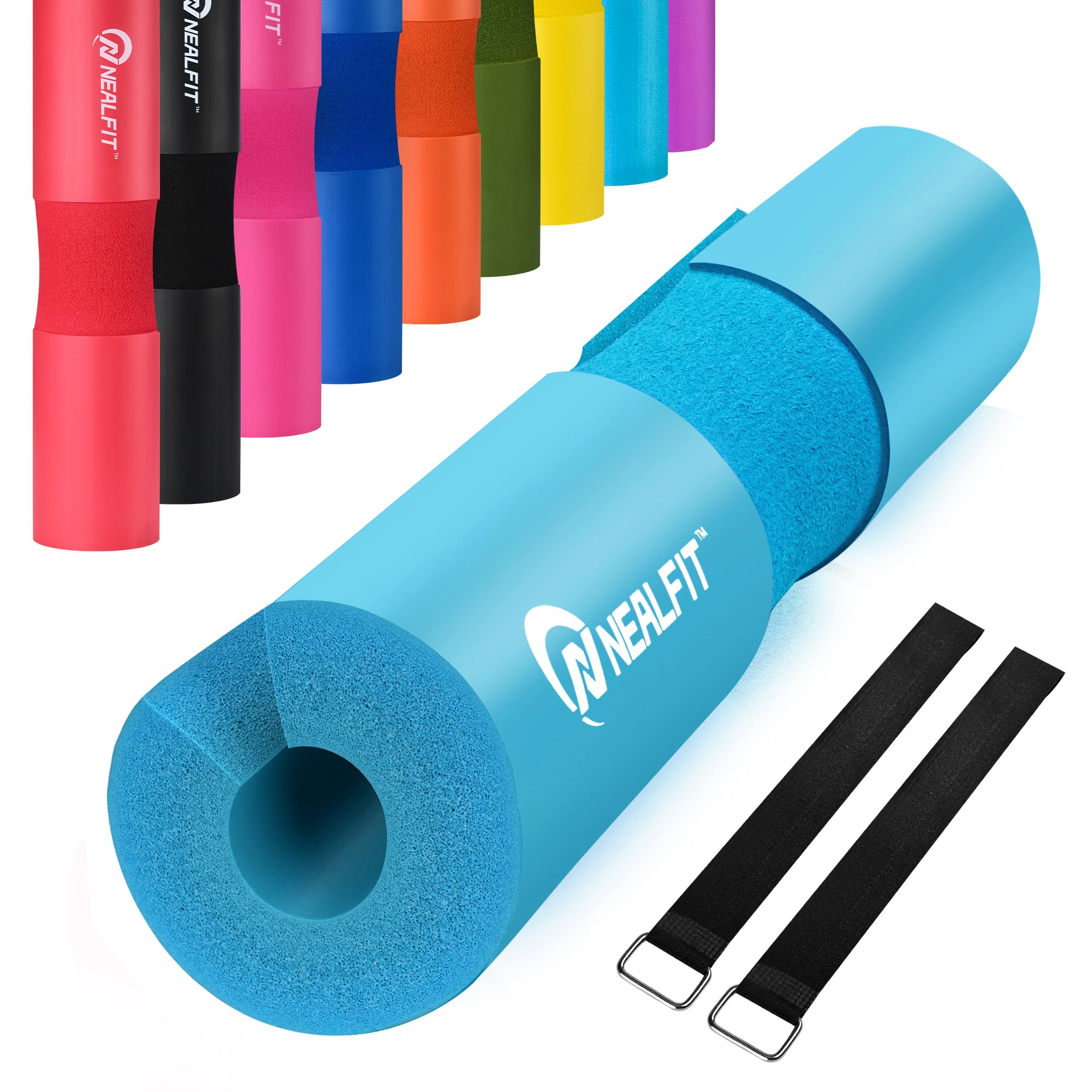 NEALFIT Barbell Pad Squat Pad for Squats���Squat Bar Pad���Great for Weightlifting,Lunges and Hip Thrusts���Foam Sponge Pad���Fit Standard and Olympic Bars Perfectly (Cyan)
