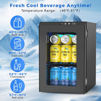 COWSAR Commercial Beverage Refrigerator 24-Can Mini Fridge, Countertop Wine Cooler Small Adjustable Digital Thermostat, LED Light, Freestanding Countertop Drink Refrigerator for Home, Bar & Office