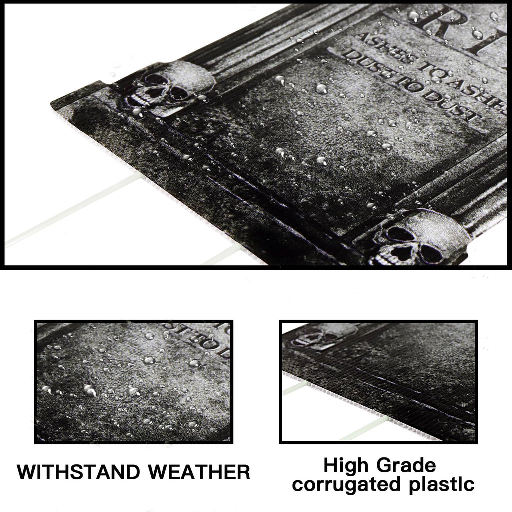 Halloween Decorations Outdoor Graveyard Tombstones: 6ct Large Tombstone Halloween Decor Yard Signs with Stakes, 16" Realistic Scary Skeleton RIP Cemetery Gravestones for Yard Lawn Outside Home Party