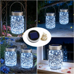 VOOKRY 6 Pack Solar Mason Jar Lights, 30 LED Mason Jar Lids Waterproof Firefly Fairy String Lights with 6 Hangers(No Jars), for Outdoor Patio Garden Yard Lawn Party Wedding Decoration - Cool White