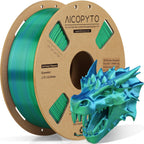 AICOPYTO Dual Color Silk PLA 3D Printer Filament 1.75mm, Dual Color 2-in-1 Green-Blue Silk Filament 1KG Spool (2.2lbs) Dimensional Accuracy Probability +/- 0.02mm Fits Most FDM 3D Printers, Blue-Green