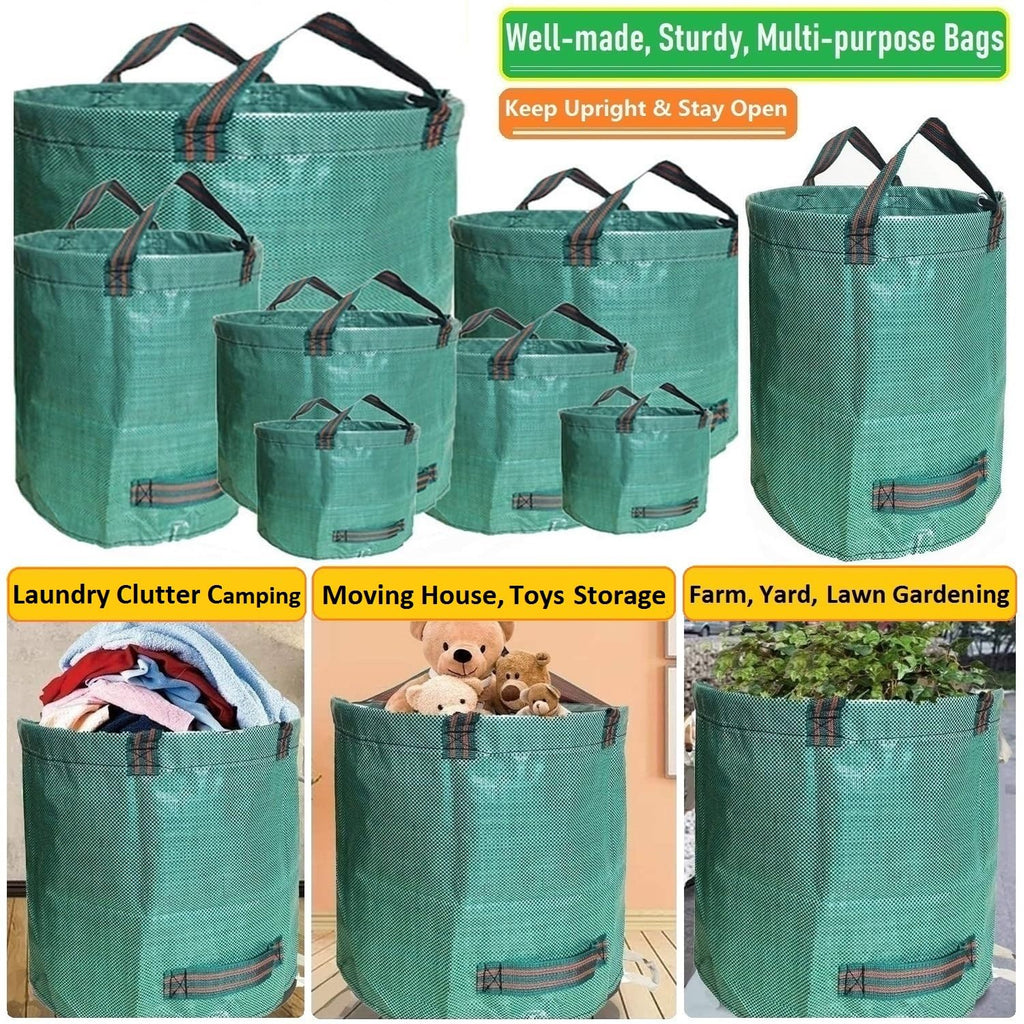 Standard 2-Pack 32 Gallon Lawn Garden Bags Big (D18,H30 in) Yard Waste Bags W/Gardening Gloves for Leaf Bag,Grass Clippings,Yard Debris Bin,Camping Trash Container,Recycling Bin,Laundry Bag 4 Handles