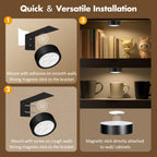 3Pcs Picture Lights for Wall Battery Operated, Magnetic Led Painting Light with Remote Dimmable and Timer, 3 Lighting Modes Art Display Light for Picture Frame, Wireless Wall Decor Puck Lights, Black