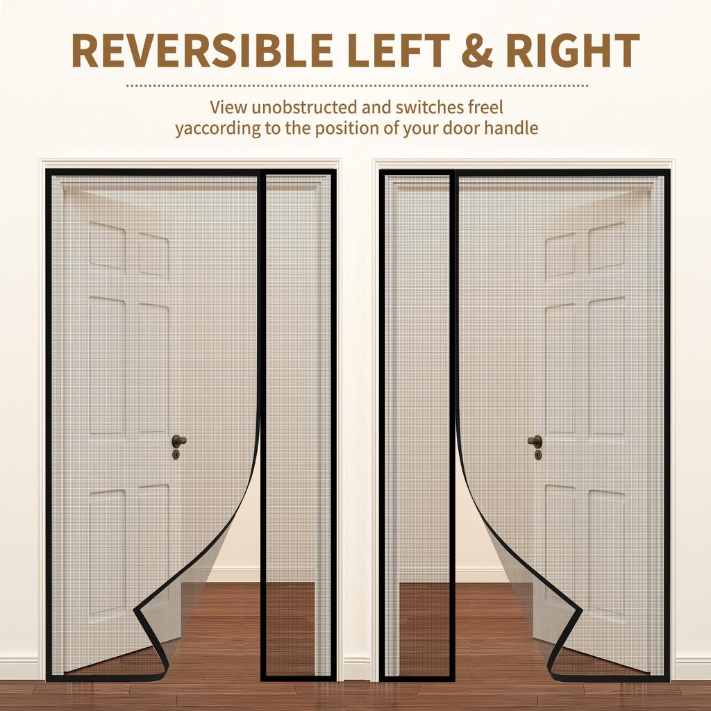 Reversible Side Opening Magnetic Screen Door for Sliding & French Doors,Upgraded PETG Mesh Anti-Tearing, Heavy Duty & Strong Magnetic, Pet and Kid Friendly - Screen Size 76"x82"