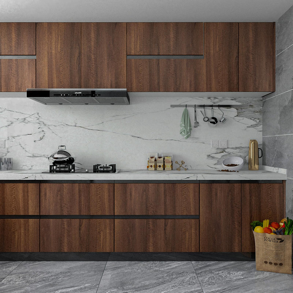 Holomey Walnut Wood Grain Contact Paper Peel and Stick Wood Wallpaper Removable Self-Adhesive Wooden Vinyl Wrap Waterproof Thicken No Bubbles Design for Kitchen Cabinet Countertop Covering 16x354 inch